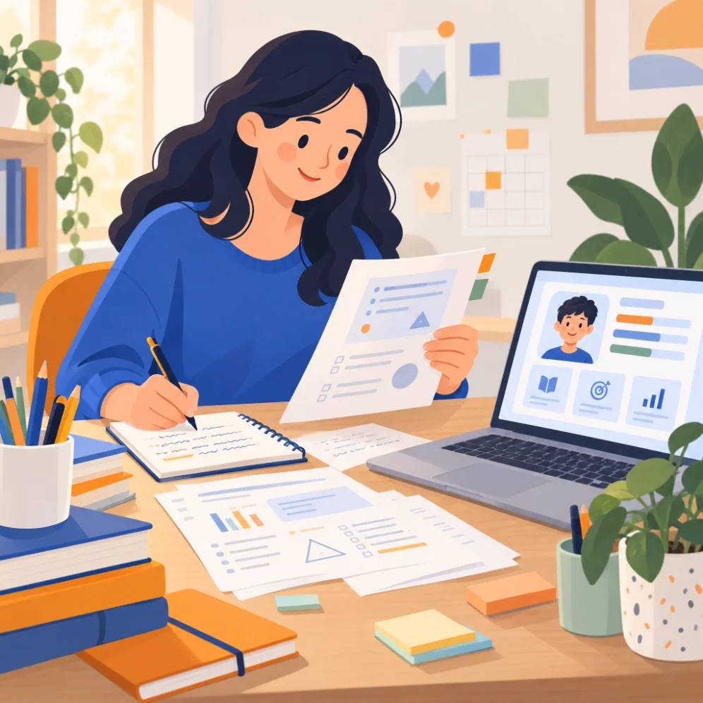 Foto: tutor al lavoro con uno studente